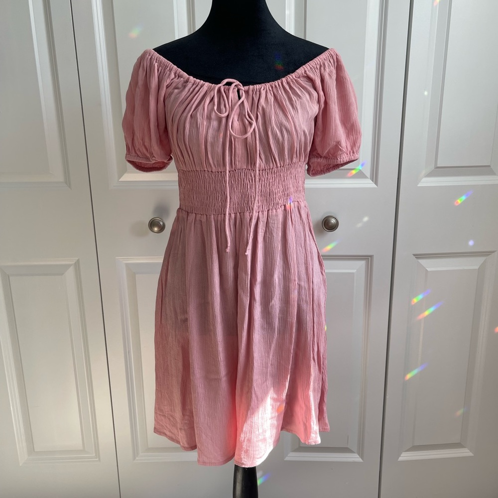 Missguided Light Pink Milkmaid Dress.